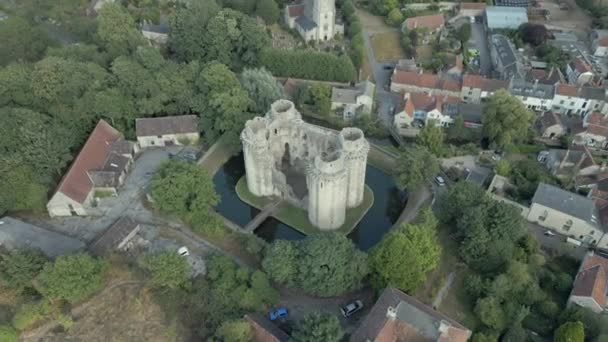 Uma Vista Aérea Castelo Nunney Castelo Medieval Nunney Condado Inglês — Vídeo de Stock