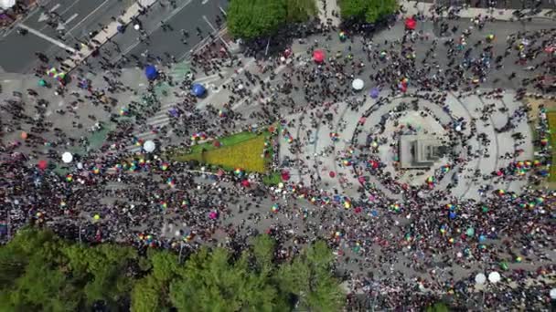 Flygfoto Över Den Trånga Tezozomoc Statyn Mexico City Uppifrån Och — Stockvideo