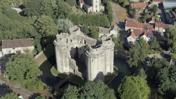 Flygfoto Över Nunney Castle Ett Medeltida Slott Vid Nunney Engelska — Stockvideo