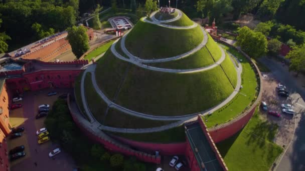 Kosciuszko Mound Cracovia Polonia Pedestal Aéreo Arriba — Vídeos de Stock