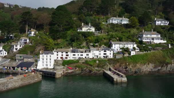 Polperro Foto Panorámica Pintoresco Pueblo Pescadores Costa Cornwall Inglaterra Reino — Vídeos de Stock