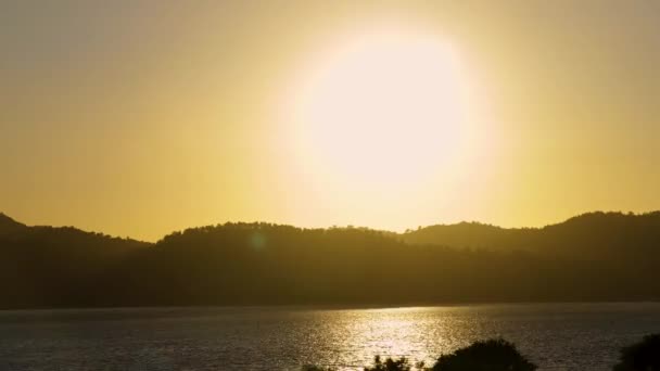 Часовий Проміжок Часу Встановлення Сонця Силуетним Хребтом — стокове відео