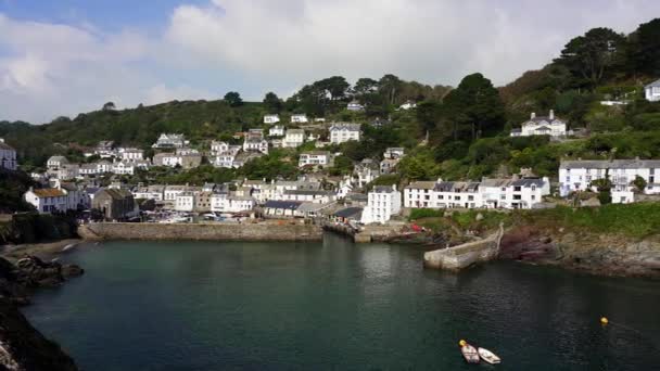 Polperro Foto Panorámica Que Muestra Pequeño Pintoresco Pueblo Pescadores Cornwall — Vídeos de Stock