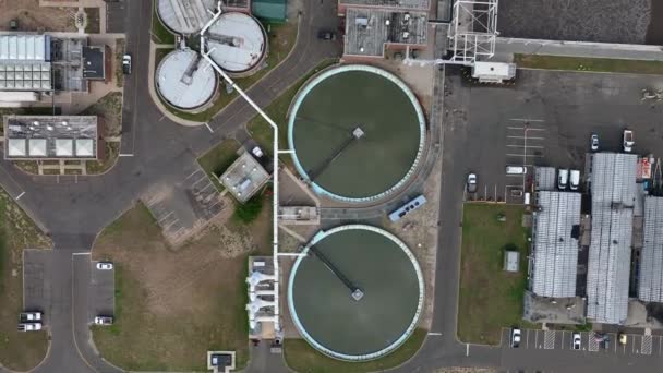 Bovenste Verdieping Van Rioolwaterzuiveringsinstallatie Faciliteit Voor Gemeentelijke Waterriolering — Stockvideo