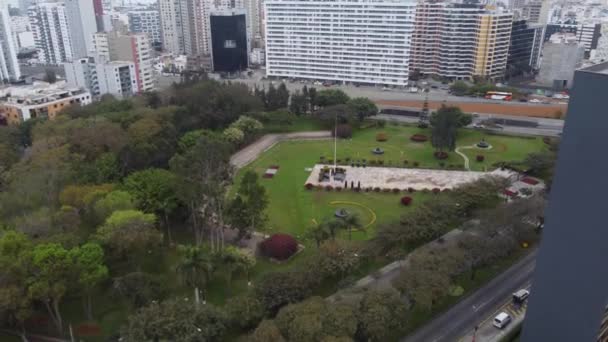 Drone Video Van Een Park Miraflores District Lima Peru Genaamd — Stockvideo