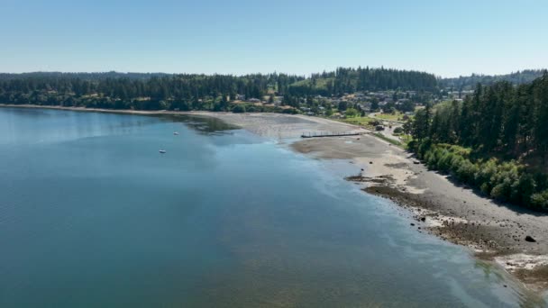 Drone View Whidbey Island Shoreline Warm Summer Day — Stock Video