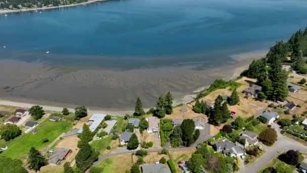 Letecký Pohled Domy Freelandu Washington Krásným Výhledem Nábřeží — Stock video