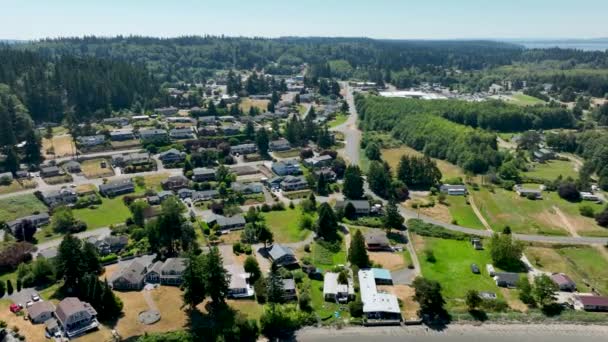 Aerial Homes Con Vista Sull Acqua Freeland Washington — Video Stock