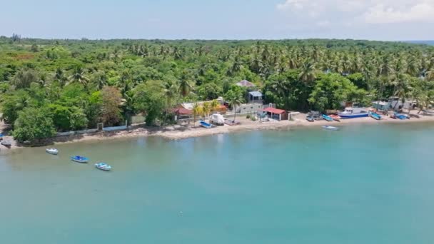 Tranquil Scenery Beach Playa Palenque San Cristobal Dominican Republic Аэродинамический — стоковое видео