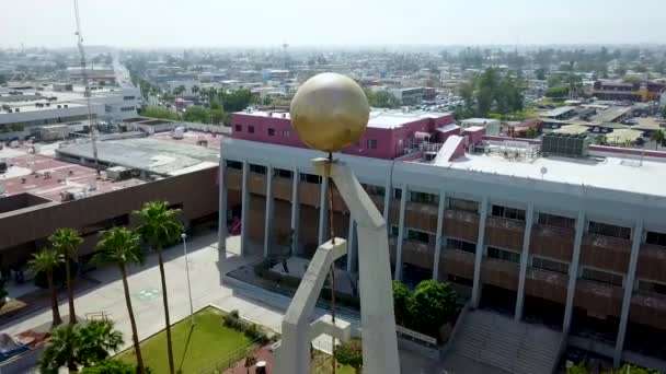 Zoom Zangão Fora Monumento Cidade — Vídeo de Stock