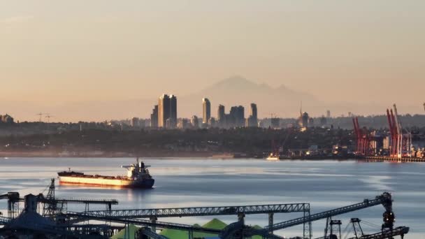 Skyline Von Vancouver Bei Sonnenuntergang — Stockvideo