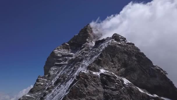 Εκπληκτική Θέα Drone Του Cervino Mountain Matterhorn Ιταλική Προσέγγιση Φαίνεται — Αρχείο Βίντεο