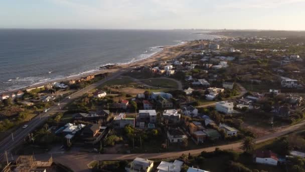 Chorro Zona Residencial Praia Costeira Departamento Maldonado Uruguai Com Oceano — Vídeo de Stock