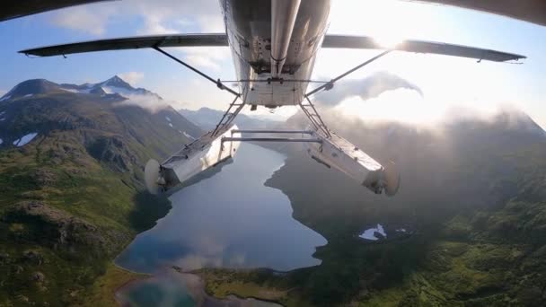 アラスカブッシュ飛行機山の上を飛ぶ — ストック動画