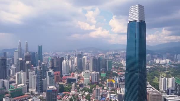 Drone Shots Kuala Lumpur Skyline Skyscrapers Malaysia Uhd — Stock Video