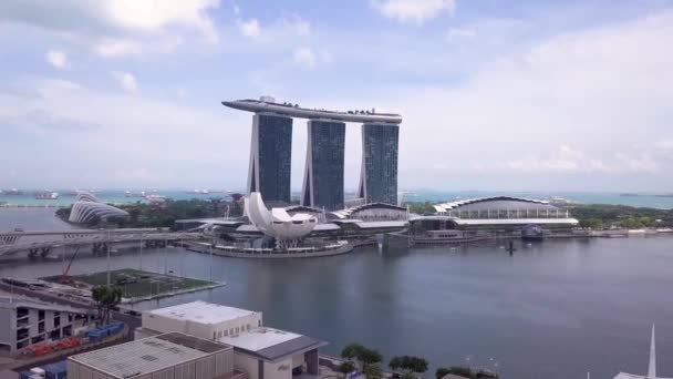 Drone Scatti Singapore Skyline Strade Singapore Uhd — Video Stock
