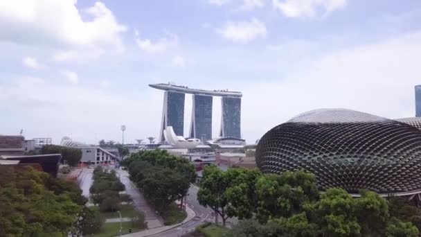 Drohnenaufnahmen Der Skyline Und Straßen Von Singapur Singapur Uhd — Stockvideo