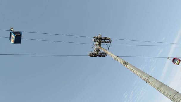 Teleférico Del Tranvía Aéreo Que Conecta Pico Oufella Ciudad Agadir — Vídeo de stock