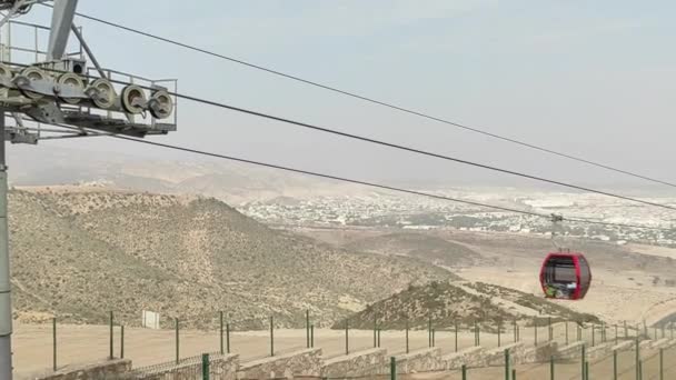 Teleférico Bonde Aéreo Que Liga Pico Oufella Cidade Agadir Marrocos — Vídeo de Stock