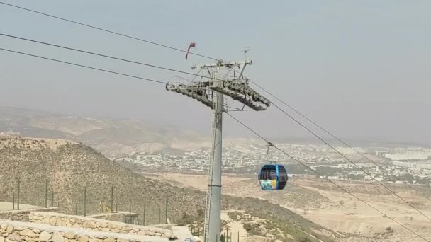 Kabel Bil Antenn Spårväg Som Förbinder Oufella Topp Och Agadir — Stockvideo