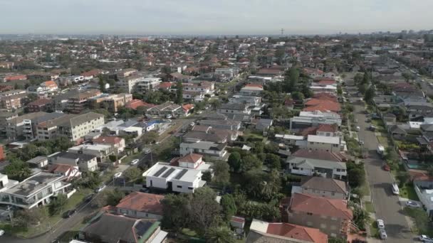 Casas Residenciales Tradicionales Sydney Australia Panorámica Cinematográfica Aérea Derecha — Vídeo de stock