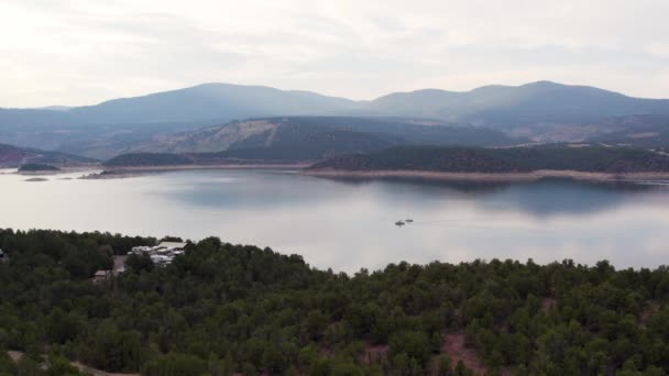 Drone Aereo Stabilire Vista Del Lago Fiamme Gorge Reservoir Nello — Video Stock
