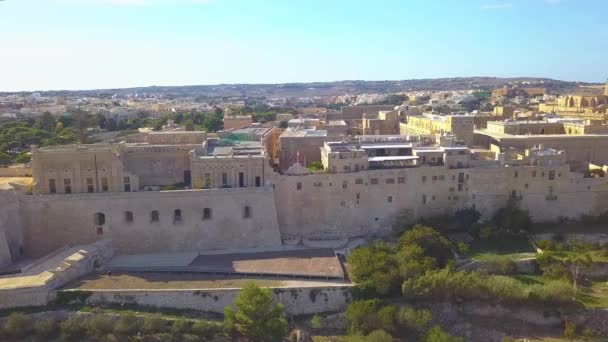 Clip Panorámico Ciudad Fortificada Medieval Mdina Norte Malta — Vídeo de stock