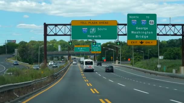 Widok Przedniej Szyby Zjazd Autostrady New Jersey Newark George Washington — Wideo stockowe