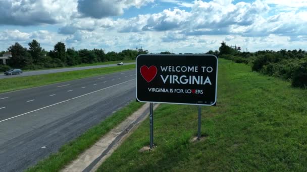 Bienvenido Virginia Firme Carretera Interestatal Frontera Con Turismo Viajes Geografía — Vídeos de Stock