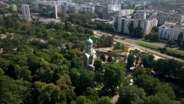 Vista Aérea John Climacus Igreja Ortodoxa Cemitério Varsóvia Polônia — Vídeo de Stock