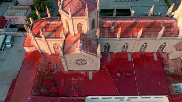 Gotik Bir Kilisenin Vina Del Mar Şili Deki Carmelitas Kilisesi — Stok video