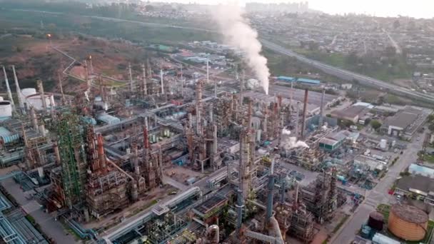 Órbita Aérea Refinería Petróleo Enap Aconcagua Concón Chile — Vídeos de Stock