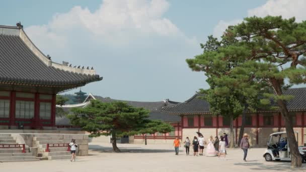 Güney Kore Nin Seul Kentindeki Gyeongbokgung Sarayı Nda Güneşli Bir — Stok video