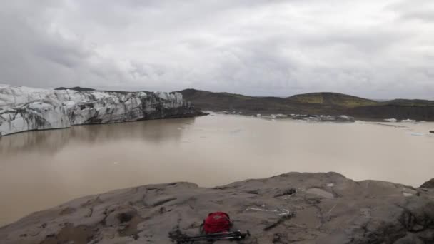 Islandia Glaciar Cerca Con Vídeo Gimbal Panorámica Derecha Izquierda — Vídeos de Stock