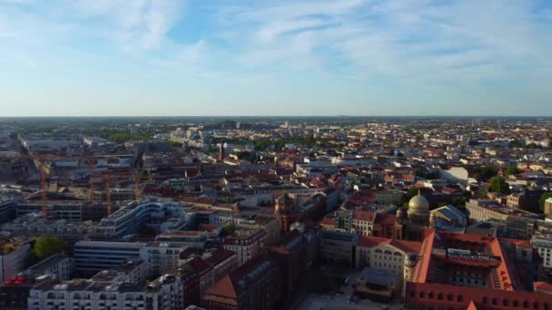 Sinagoga Judía Alexanderplatz Catedral Berlín Torre Maravillosa Vista Aérea Panorámica — Vídeos de Stock