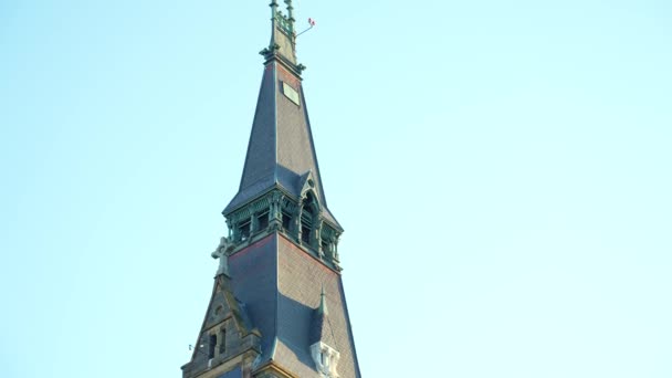 Healy Hall Georgetown Egyetemen John Carroll Szobor Lehajol — Stock videók