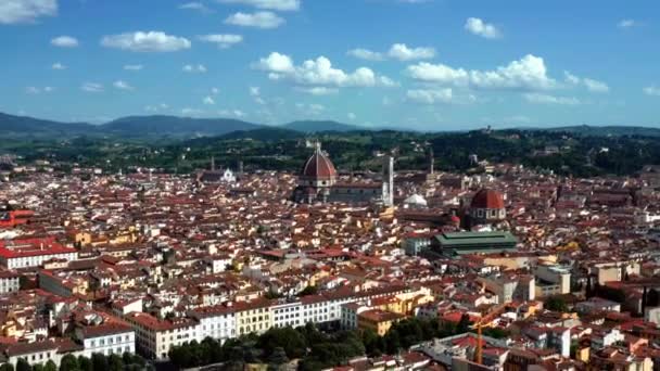 Luftaufnahme Des Stadtbildes Von Florenz Mit Renaissance Architektur Der Toskana — Stockvideo