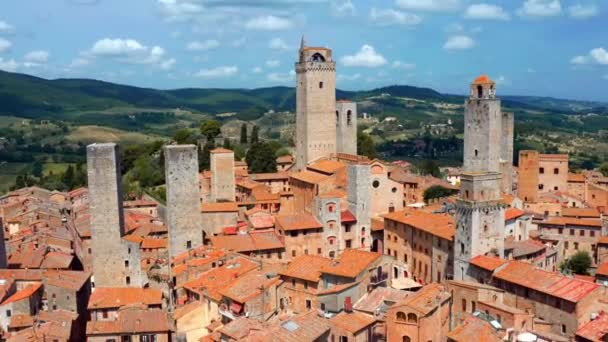 Historyczne Wieże San Gimignano Sienie Toskania Włochy Antena — Wideo stockowe