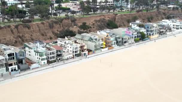 Ikonické Luxusní Plážové Domy Santa Monice Letecký Výhled — Stock video