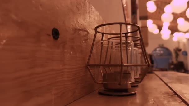 Rând Lumânări Masă Interiorul Unui Restaurant Japonez — Videoclip de stoc