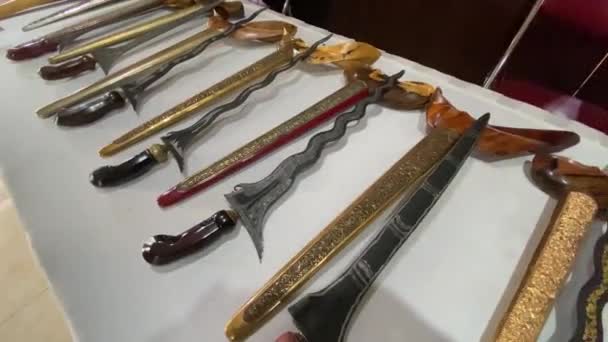 Rows Keris Une Arme Épée Traditionnelle Javanaise Indonésie Qui Une — Video