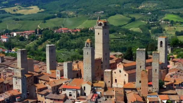 Miasto Pięknymi Starożytnymi Wieżami San Gimignano Prowincji Siena Toskania Północno — Wideo stockowe