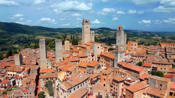 Tyčící Struktura Torre Grossa Obehnaném Městě San Gimignano Toskánsku Itálie — Stock video