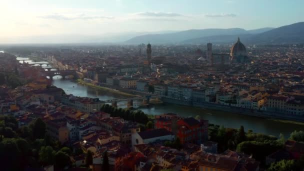 Floransa Şehri Nin Panoramik Manzarası Talya Nın Toskana Bölgesindeki Birçok — Stok video