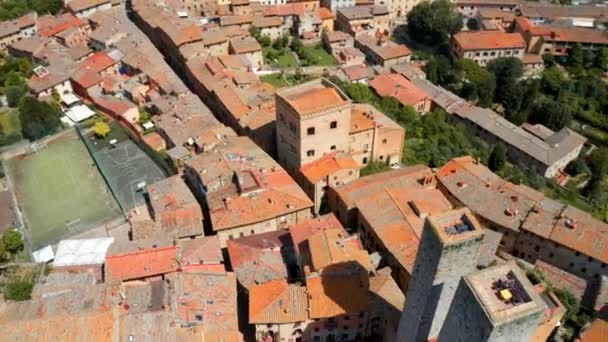 Rode Dakpannen Van Huizen San Gimignano Middeleeuwse Stad Toscane Italië — Stockvideo
