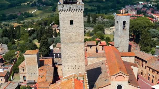 Torre Grossa Duomo San Gimignano Εκκλησία Στο San Gimignano Τοσκάνη — Αρχείο Βίντεο
