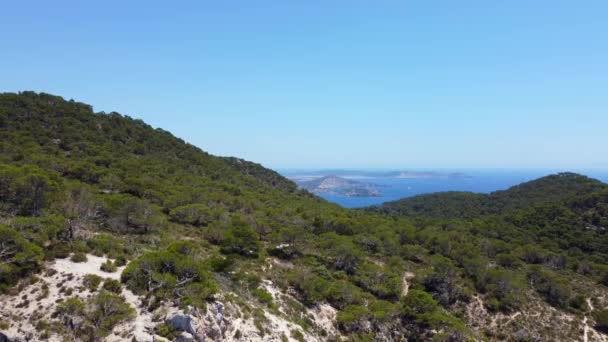 Formentera Horizon Highest Mountain Ibiza Island Beautiful Aerial View Flight — Stock Video