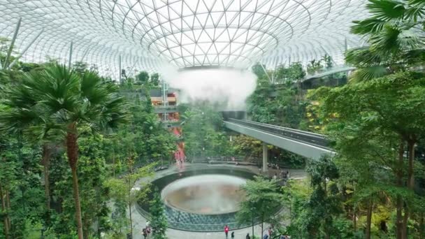 Complesso Vendita Dettaglio Intrattenimento Jewel Changi Airport Tema Naturale Recintato — Video Stock