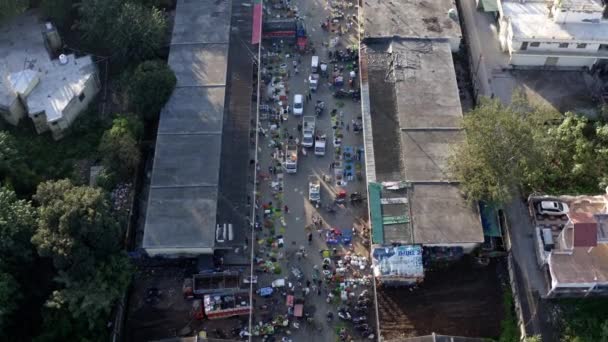 Überflug Eines Belebten Marktes Der Indischen Stadt Rishikesh Ansicht Von — Stockvideo