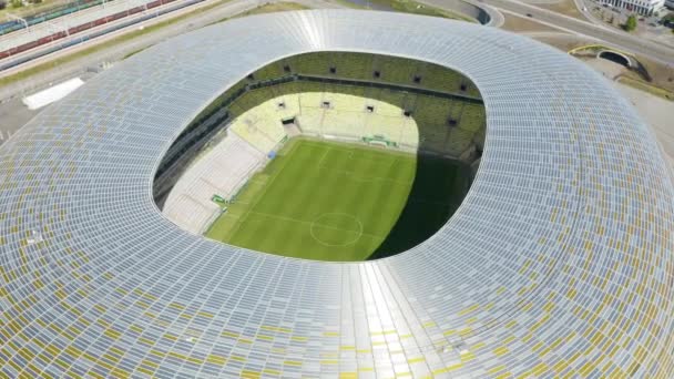 Drone Stadion Gdansk Üstünde Polonya Daireler Çiziyor Lechia Futbol Kulübü — Stok video
